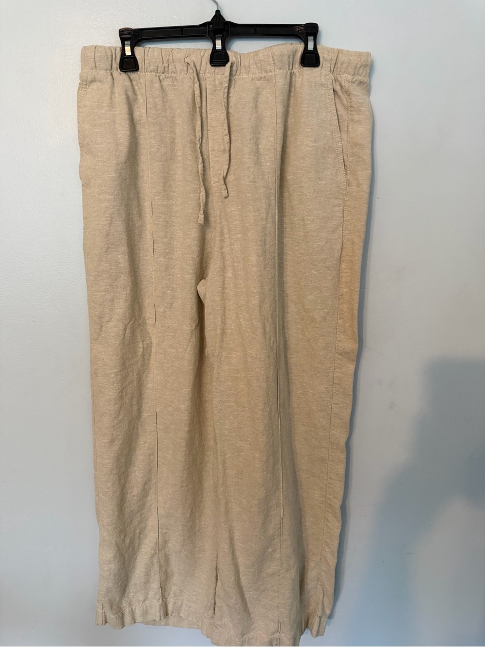 GAP Pull-On Wide-Leg Linen Pants - Beige